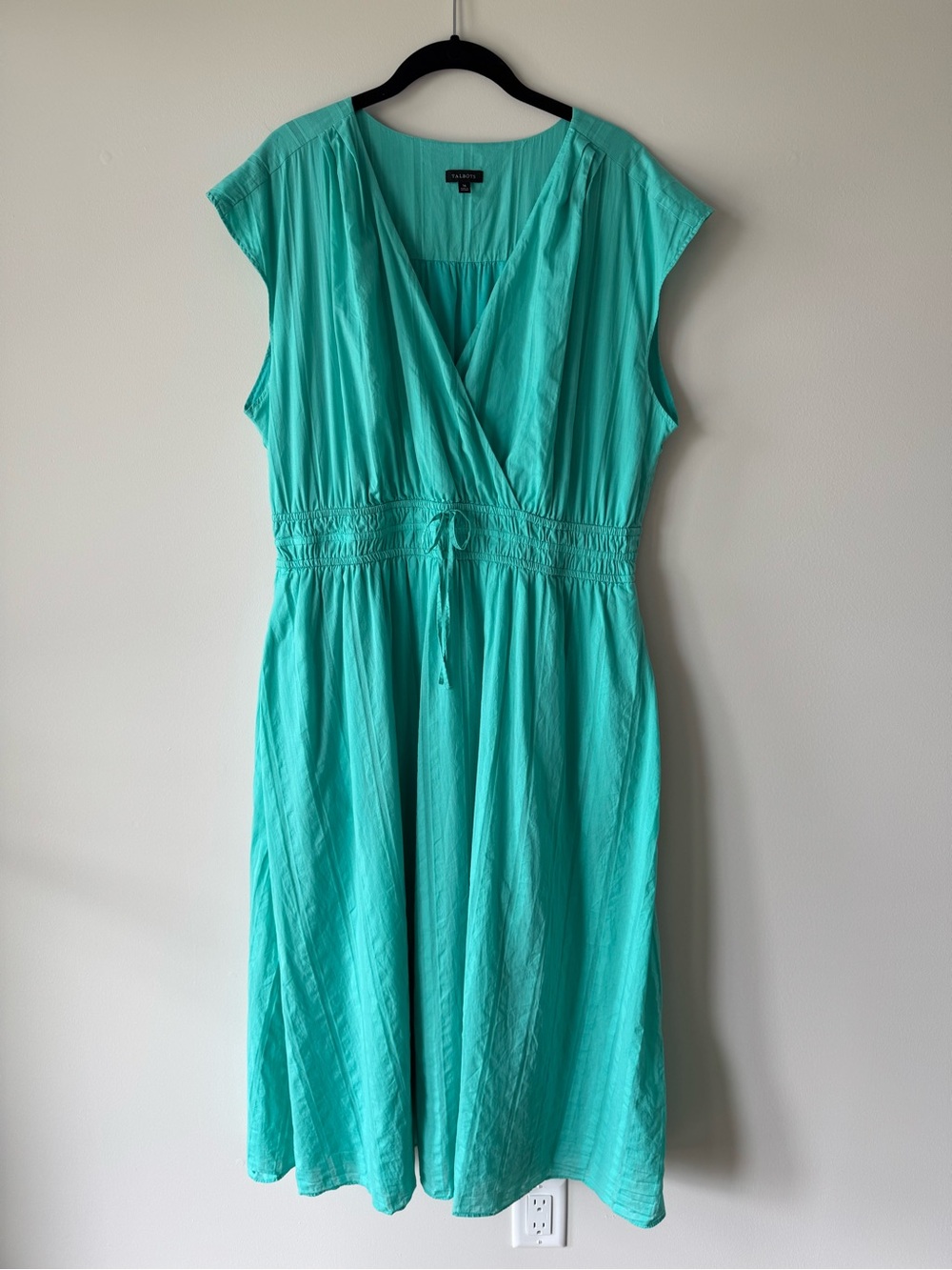 Talbots Cotton Fit & Flare Midi Dress in Aqua